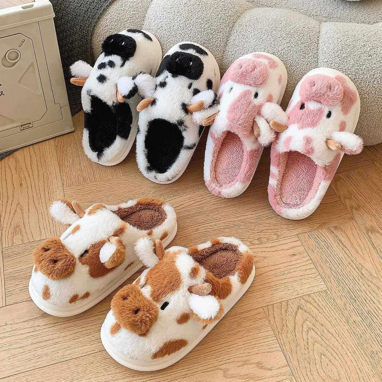 Luna & Bunny™ Soft - Stitched Cow Slipppers